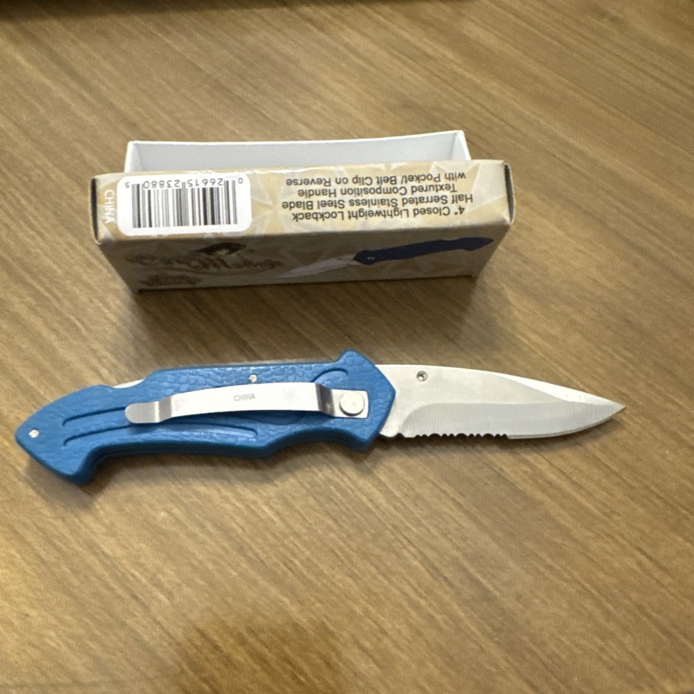 Frost Cutlery Maltese Folding Stainless Steel Blue Pen Knife 16-261BL 4"